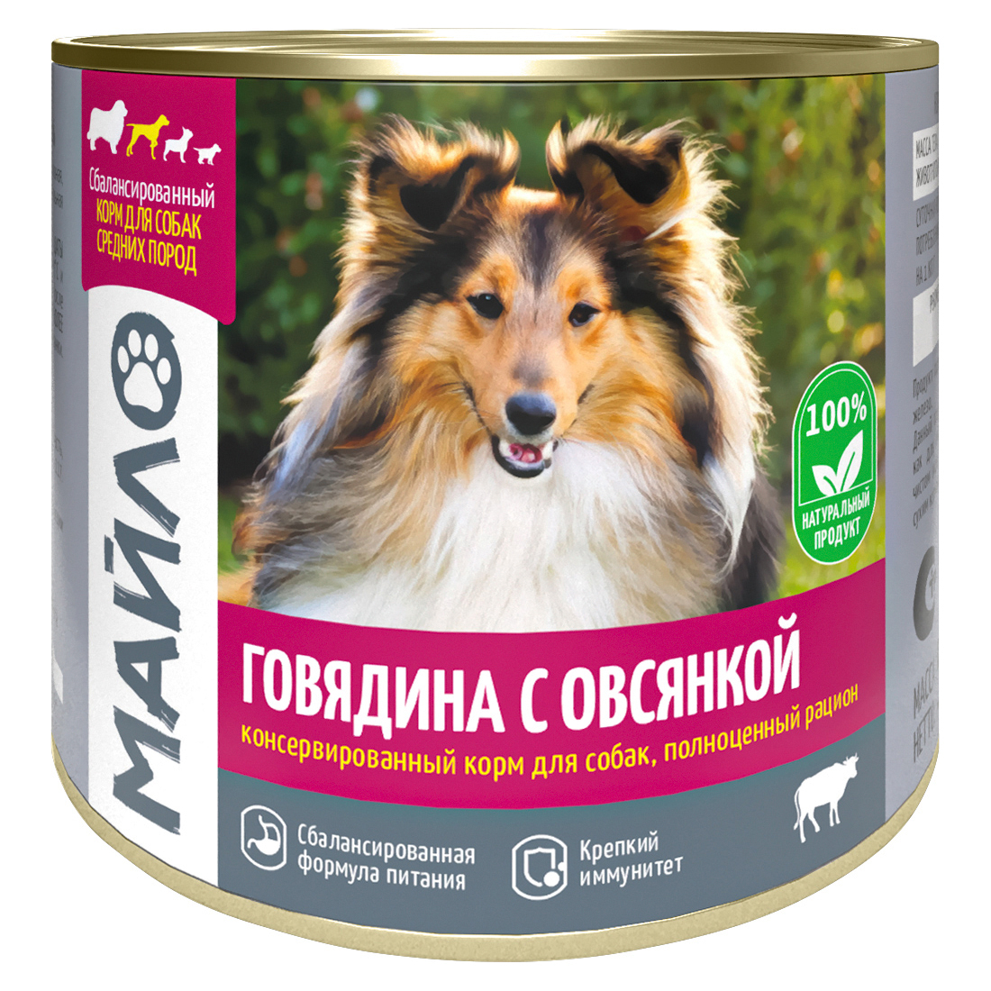 Консервы для собак Майло говядина с овсянкой, 24шт по 525г