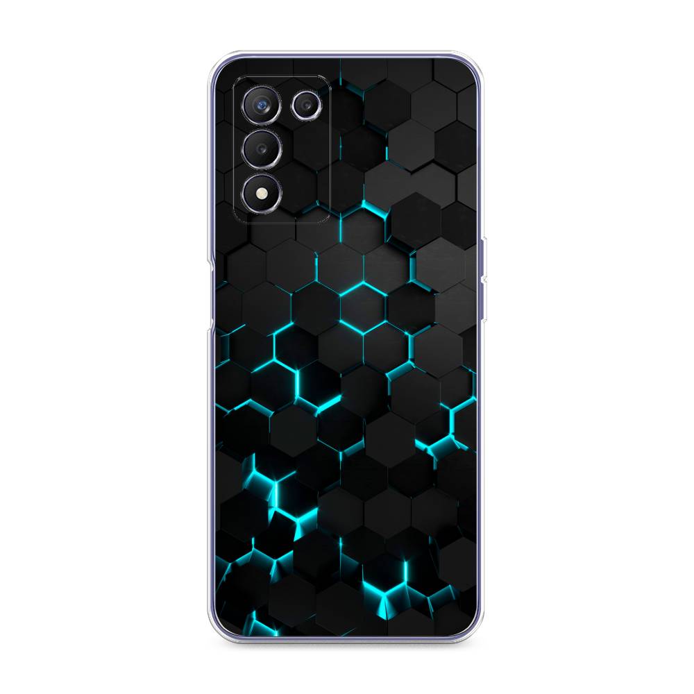 фото Чехол awog "соты бирюзовые" для realme q3s