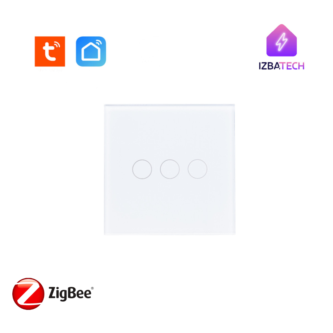 

Умный сенсорный выключатель с Алисой Zigbee Izba Tech 00252-2 БЕЗ НУЛЯ/С НУЛЕМ 3 клавиши, Белый, 00252