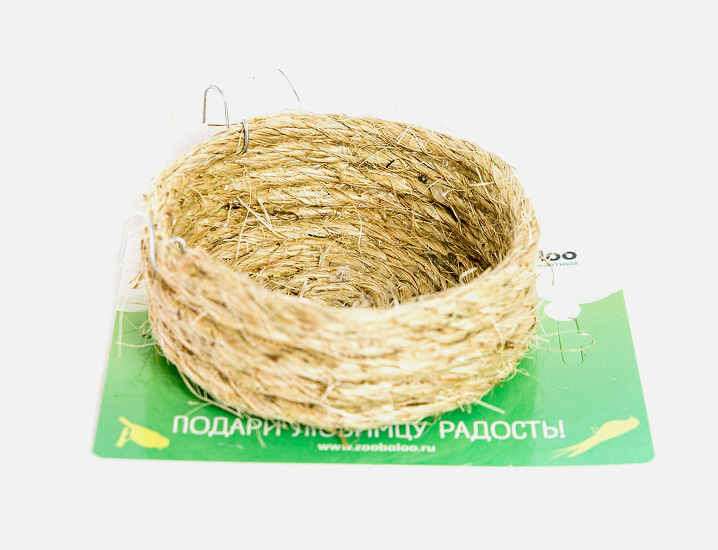 

Гнездо для птиц Zoobaloo, плоское из сизали, 10 х 3 см