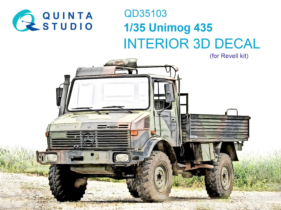 QD35103 3D Декаль интерьера кабины Unimog 435 Revell