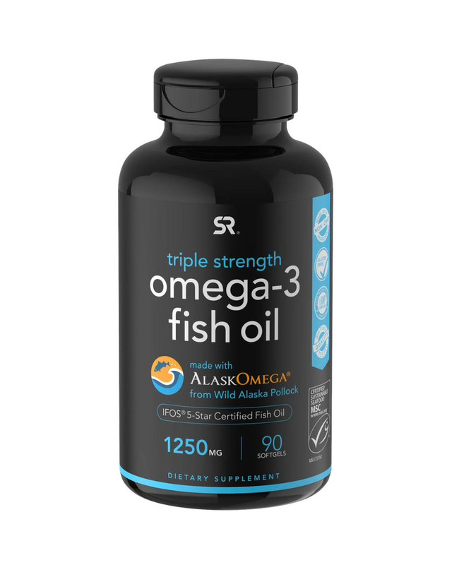 Омега 3 Рыбий жир Omega-3 Sports Research бад для взрослых комплекс, 90 капсул