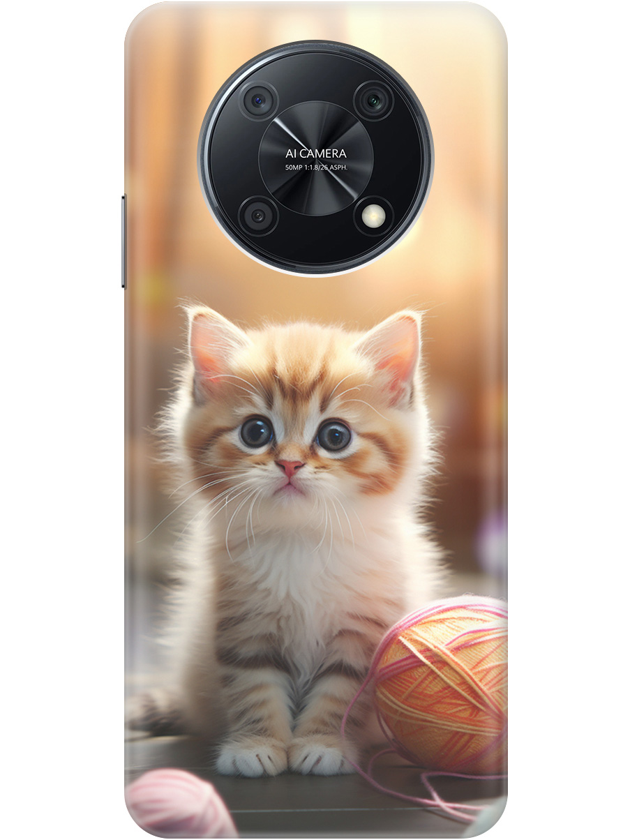 

Силиконовый чехол на Huawei nova Y90 с принтом "Котенок и нити" прозрачный, Белый;желтый;розовый, 20010328