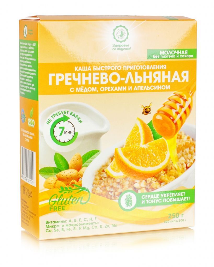 Каша Дом Кедра Гречнево-льняная с мёдом и орехами 250 г