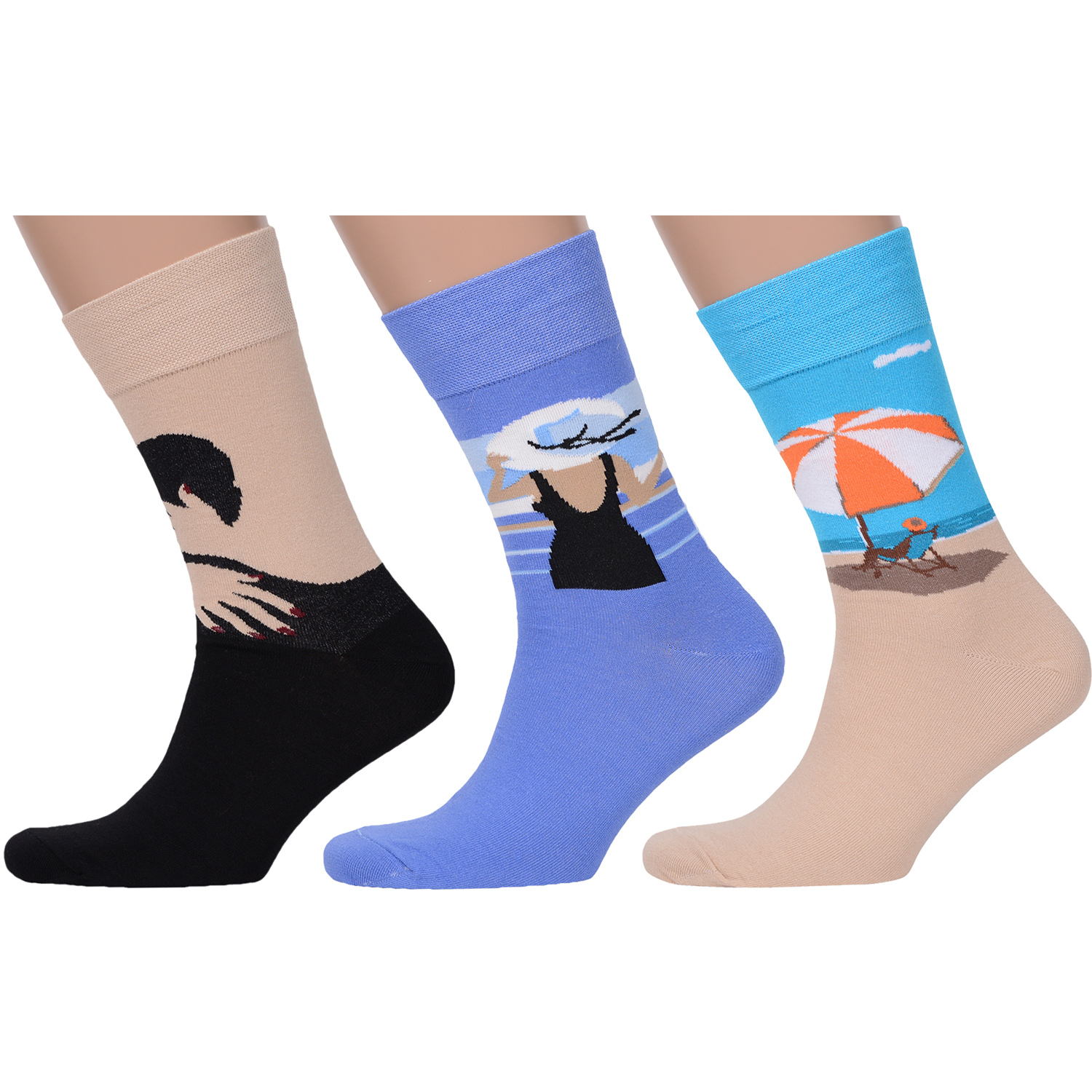 

Комплект носков мужских MoscowSocksClub msk3-М35 бежевых; черных; синих; голубых 27, msk3-М35