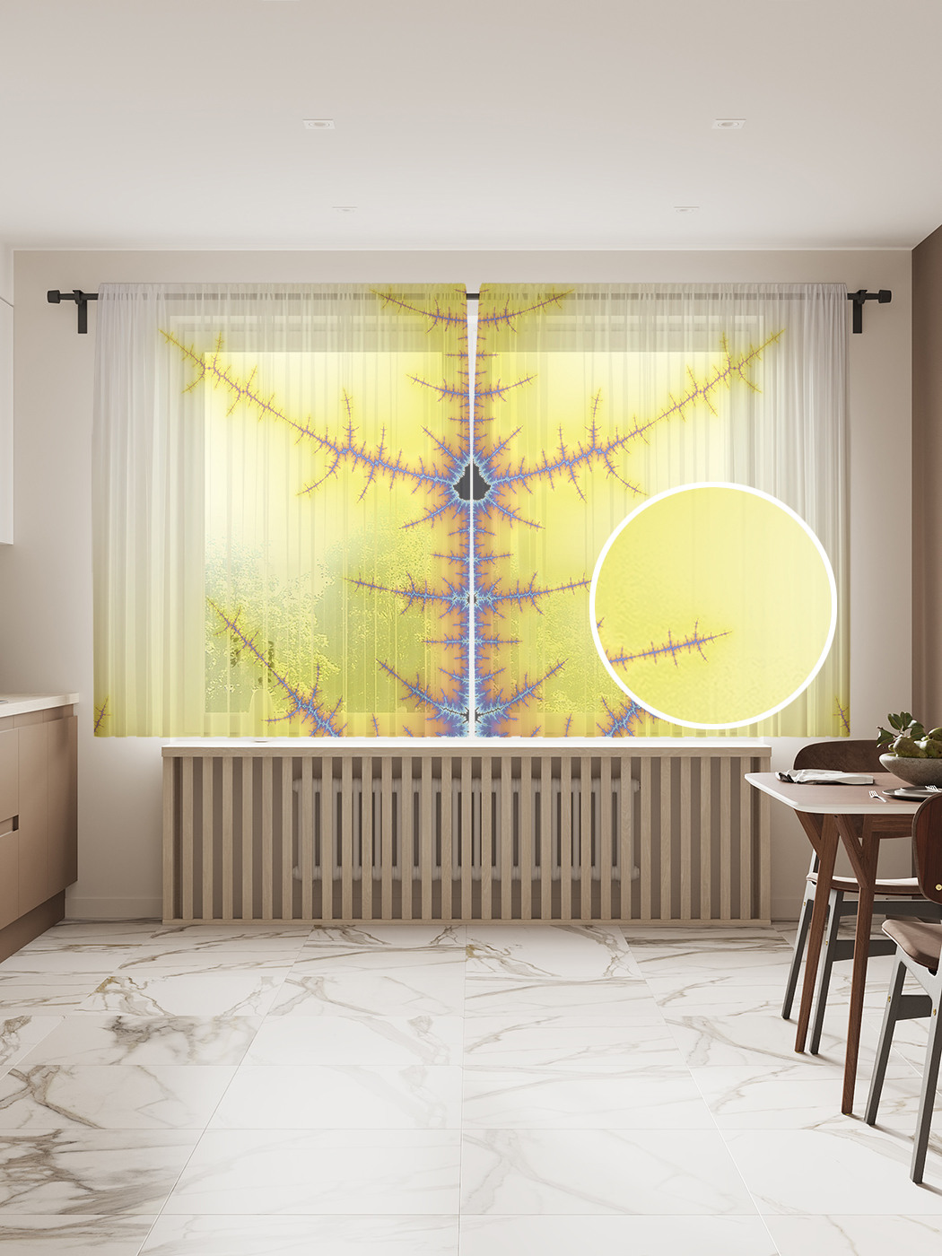 

Фототюль "Желтый крест", 145x180 см (2 полотна со шторной лентой + 50 крючков), Желтый крест