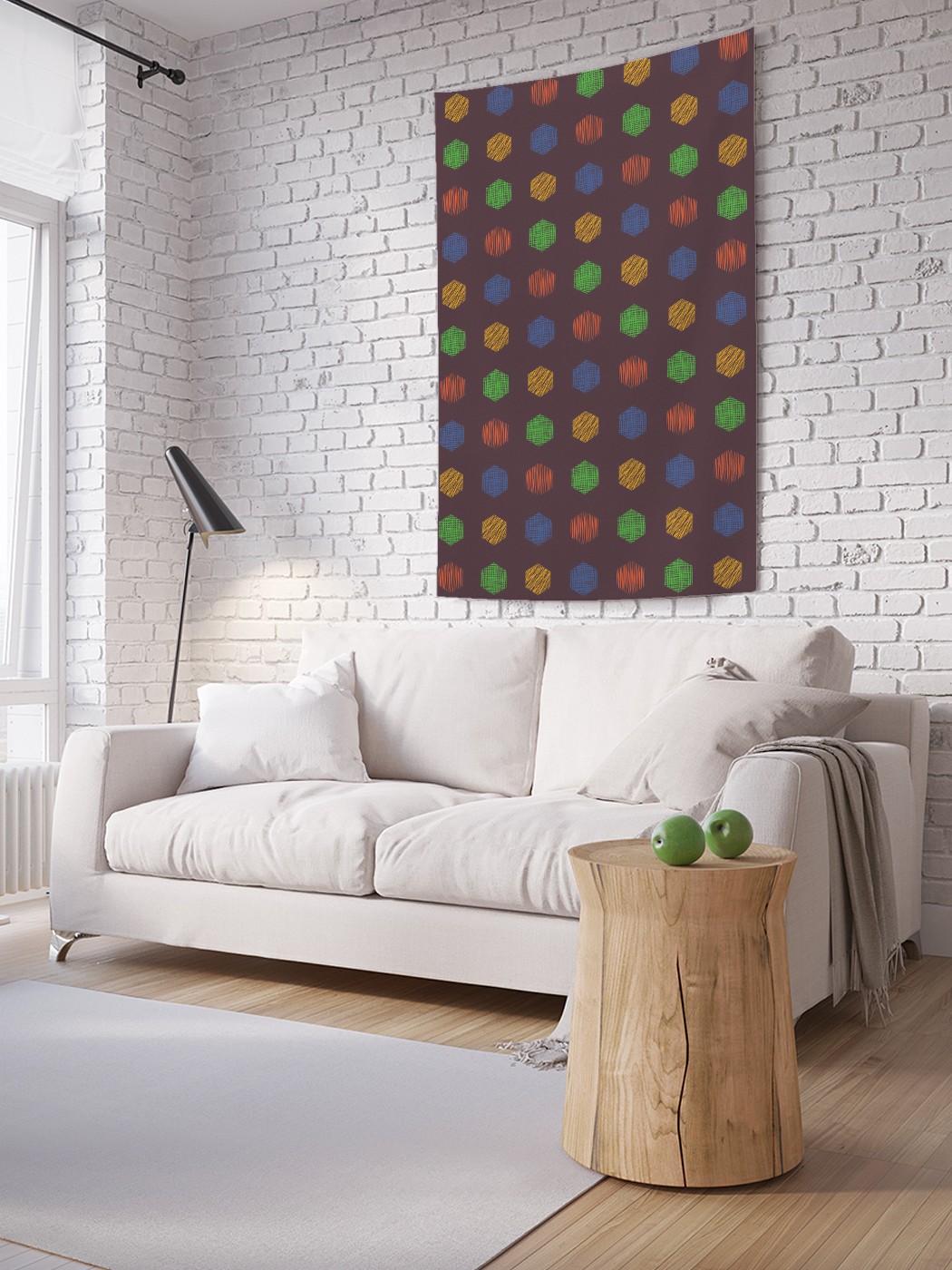 

Вертикальное фотопанно на стену JoyArty Текстильные шестиугольники 150x200 см, Текстильные шестиугольники