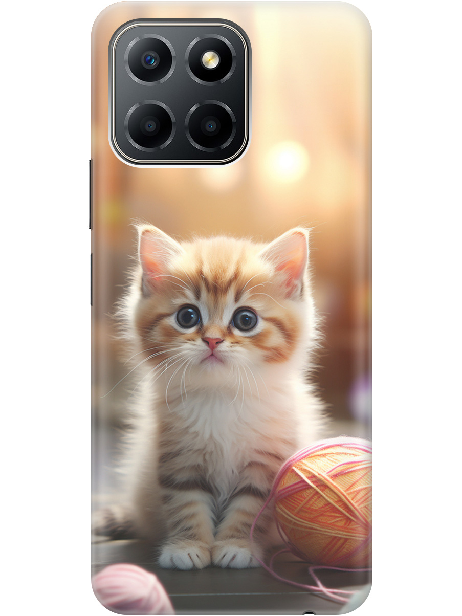 

Силиконовый чехол на Honor X6, X8 5G с принтом "Котенок и нити" прозрачный, Белый;желтый;розовый, 20010298