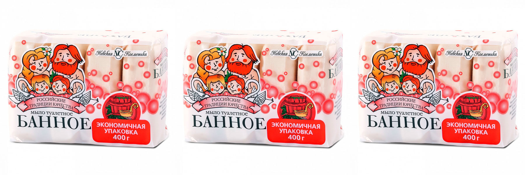 

Мыло твердое Невская косметика банное 100гх4шт 3 уп, 4600697101897
