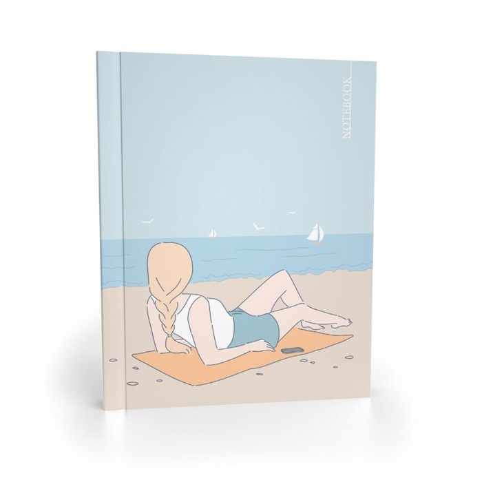 Записная книжка А6+, 64 листа в клетку На пляже, интегральная обложка, матовая ламинация,