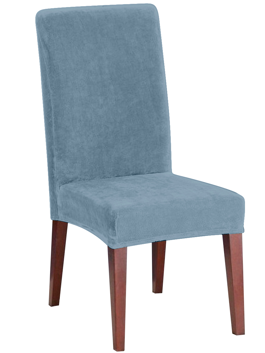 фото Чехол на стул с высокой спинкой виктория хоум декор бруклин премьер серо-голубой