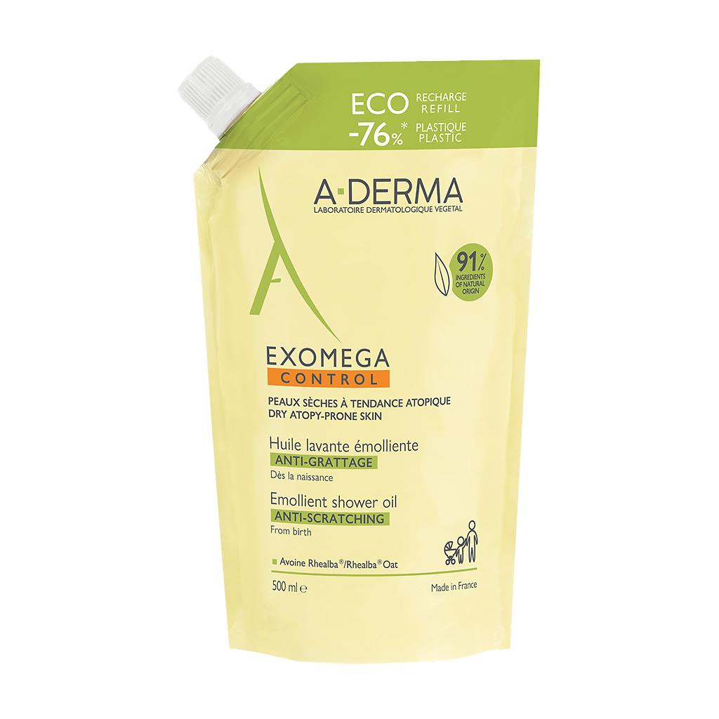 Масло для душа A-Derma Exomega Control Anti-Scratch Emollient сменный блок 500 мл