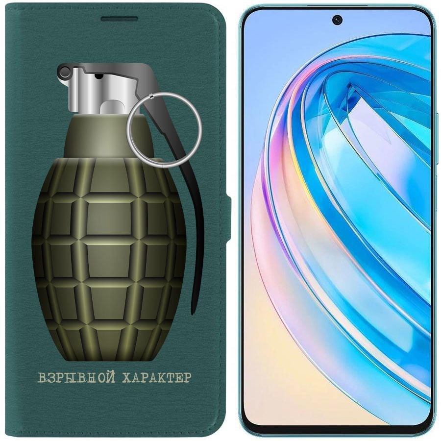 

Чехол-книжка Eco Book для Honor X8a Взрывной характер, Зеленый