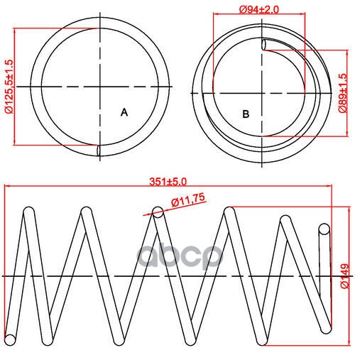 

Пружина подвески передней Renault Clio II, Symbol, L351-D149-t11,75 1шт
