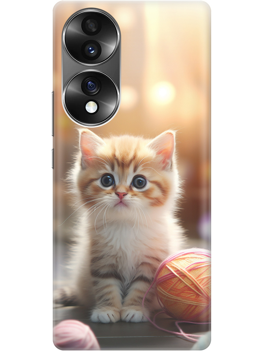 

Силиконовый чехол на Honor 70 с принтом "Котенок и нити" прозрачный, Белый;желтый;розовый, 20010292