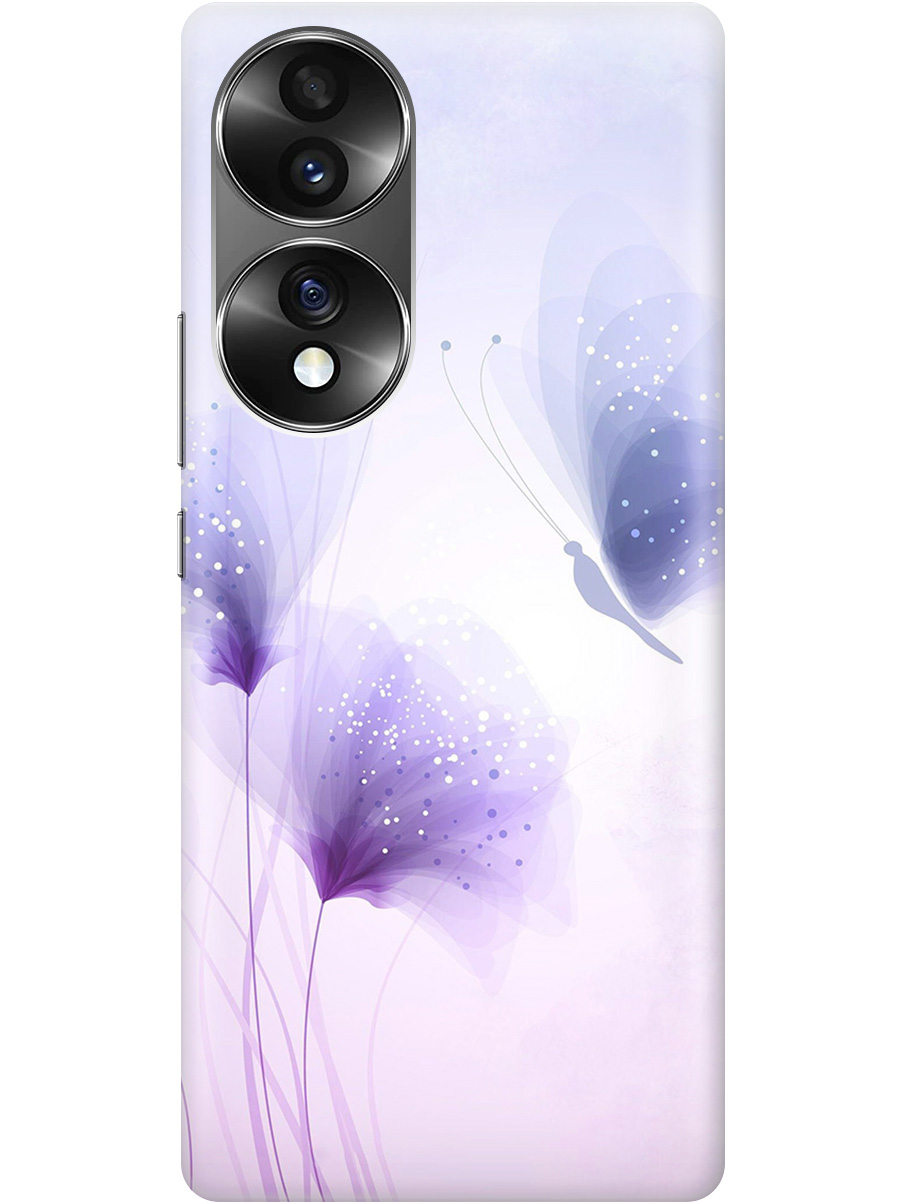 

Силиконовый чехол на Honor 70 с принтом "Бабочка и фиолетовые цветы" прозрачный, Фиолетовый, 20010292
