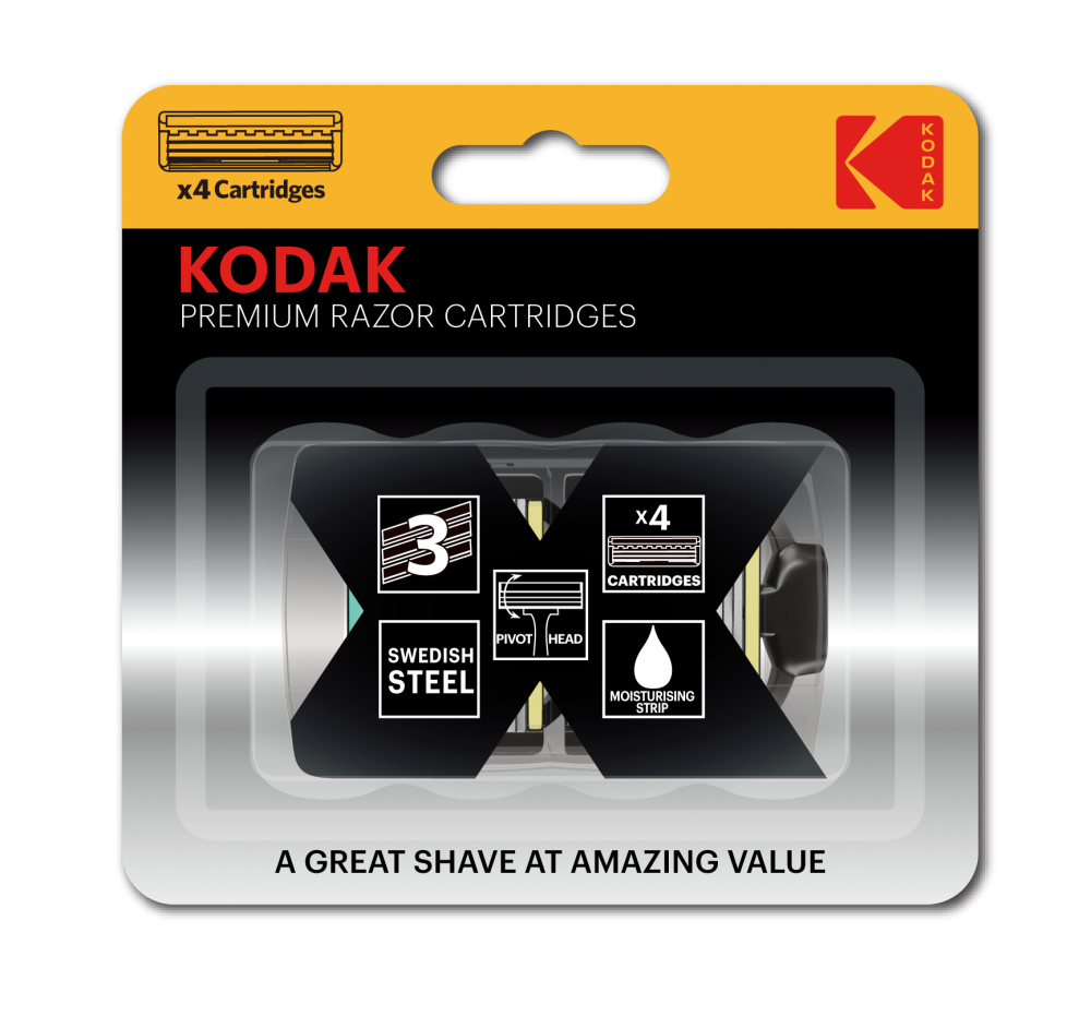 Набор из 4 шт, Сменные кассеты для бритья Kodak Premium Razor 3 лезвия 4 штуки (96/394/138