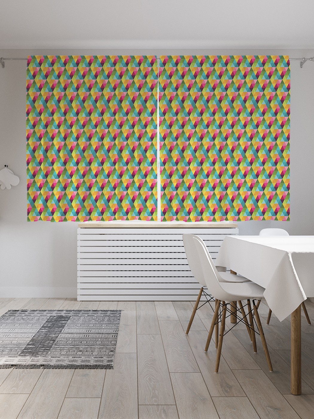 фото Классические шторы joyarty "треугольная мозаика", серия oxford delux, 2 полотна 145x180 см