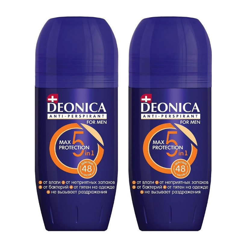 Дезодорант DEONICA мужской protection for men 50мл 2шт дезодорант deonica nature protection для женщин ролик 50 мл