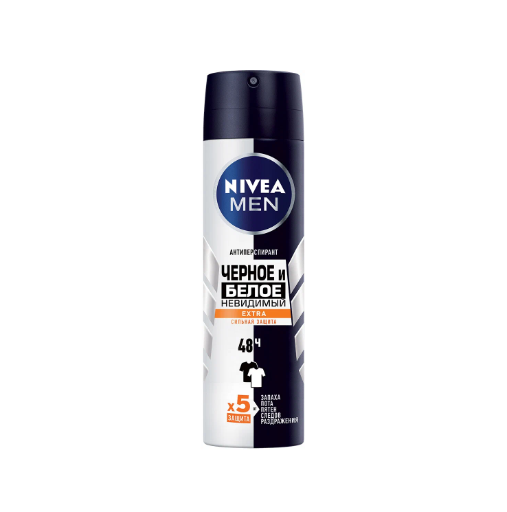 

Дезодорант-спрей NIVEA Черное и Белое,Невидимый Extra,150 мл,2 шт, 4005900761125