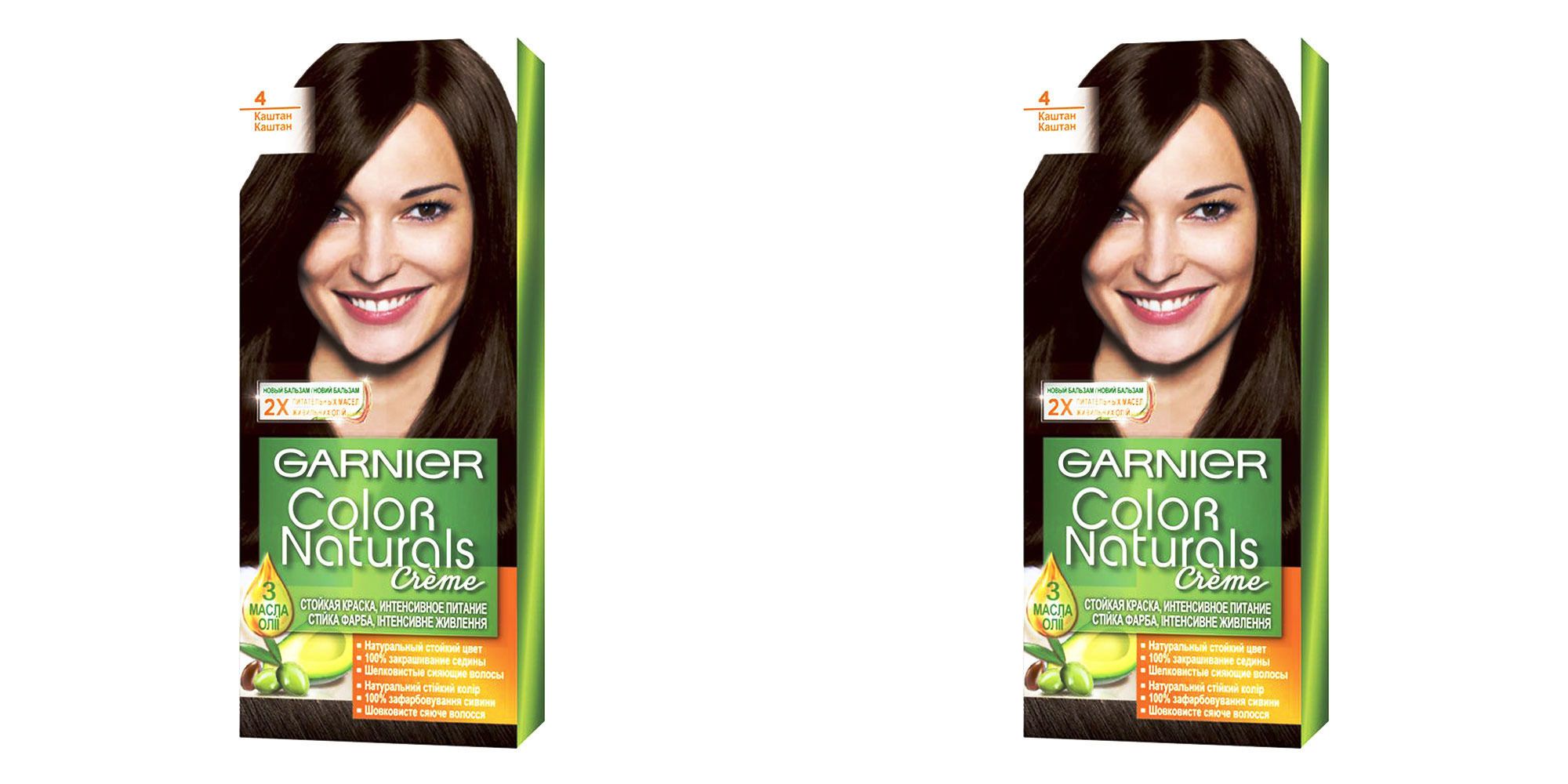 Крем-краска для волос Garnier color naturals 4 каштан 110мл 2шт garnier дезодорант антиперспирант нео нежность хлопка сухой крем защита 48 часов невидимый женский