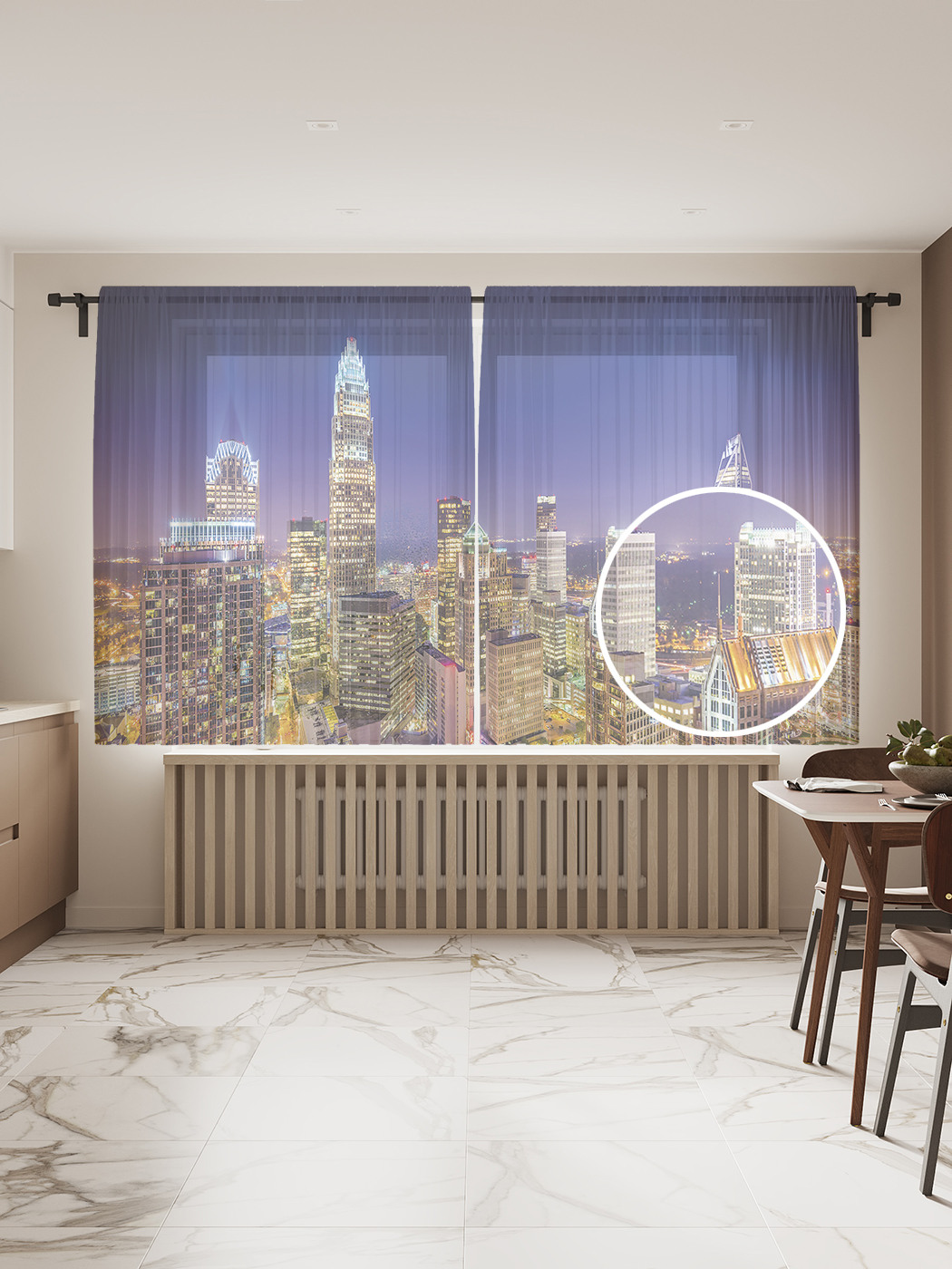 

Фототюль "Неспящий город", 145x180 см (2 полотна со шторной лентой + 50 крючков), Неспящий город