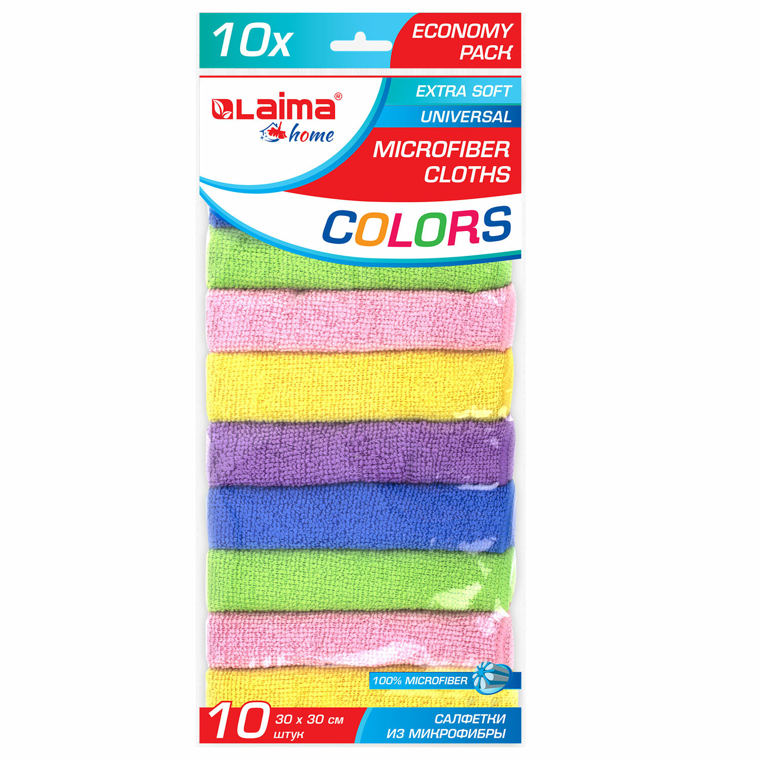 

Набор из 2 шт, Салфетка из микрофибры 30х30 см "MULTI COLOUR ECONOMY PACK 10", КОМПЛЕКТ 10