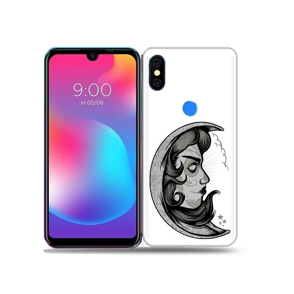 

Чехол MyPads Tocco для BQ 5730L черно белая луна с лицом, Прозрачный, Tocco