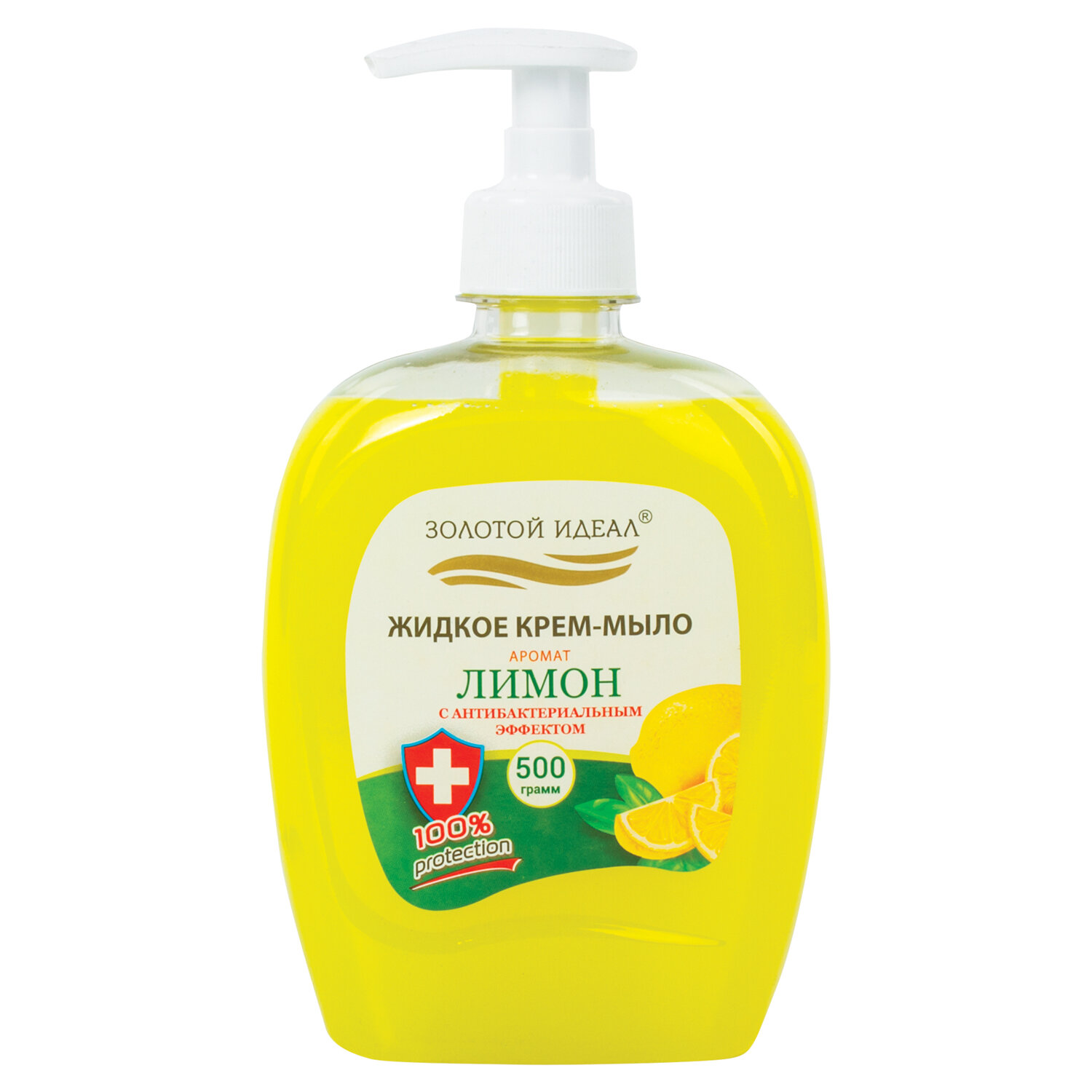 Жидкое крем-мыло Золотой идеал Лимон с антибактериальным эффектом 12 шт х 500 мл