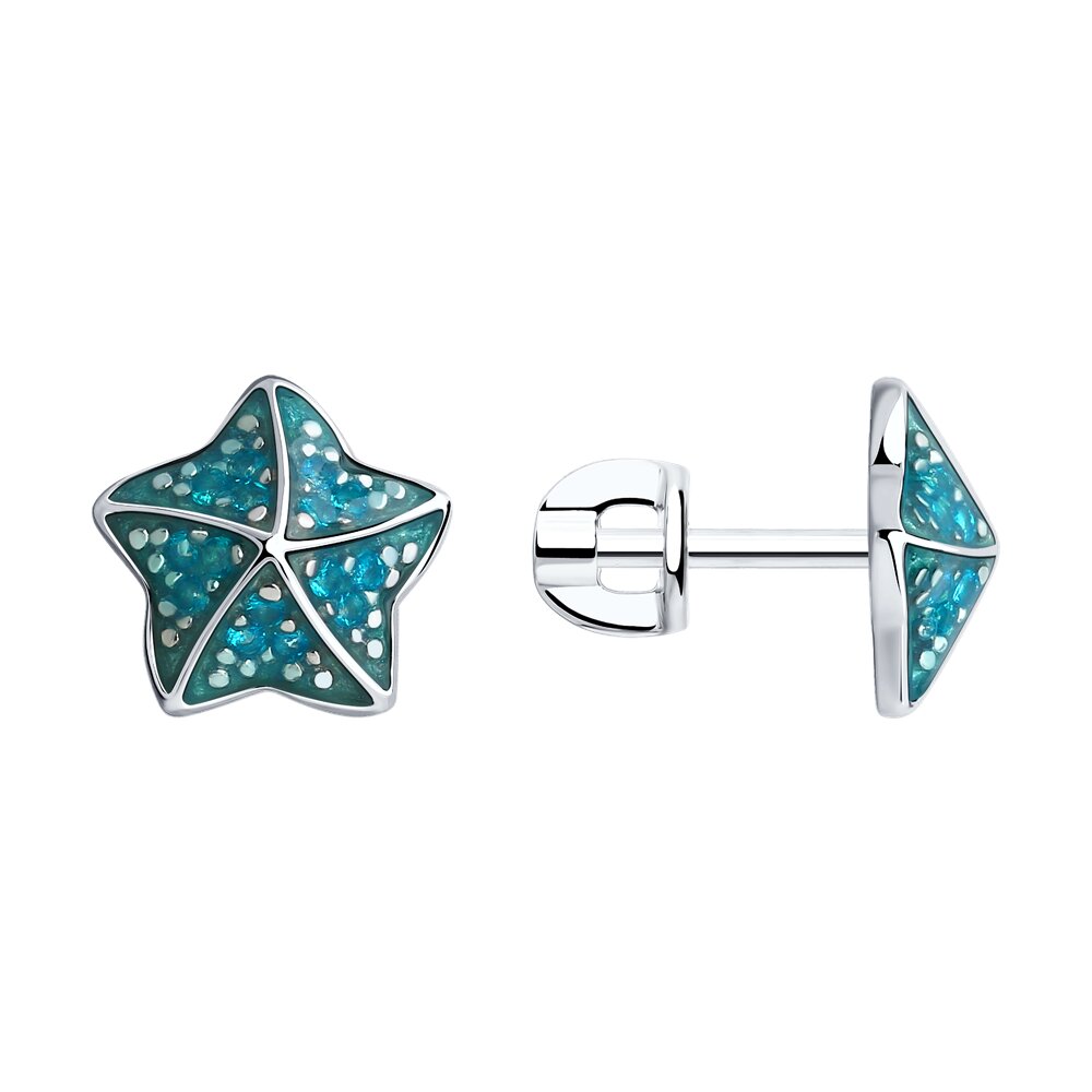 

Серьги из серебра ЯХОНТ Золотой 2700747, фианит/эмаль, 2700747