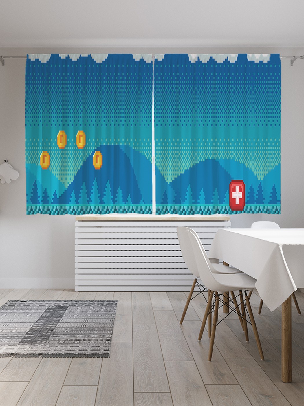 

Классические шторы JoyArty "8-Bit стиль игры", серия Oxford DeLux, 2 полотна 145x180 см, 8-Bit стиль игры
