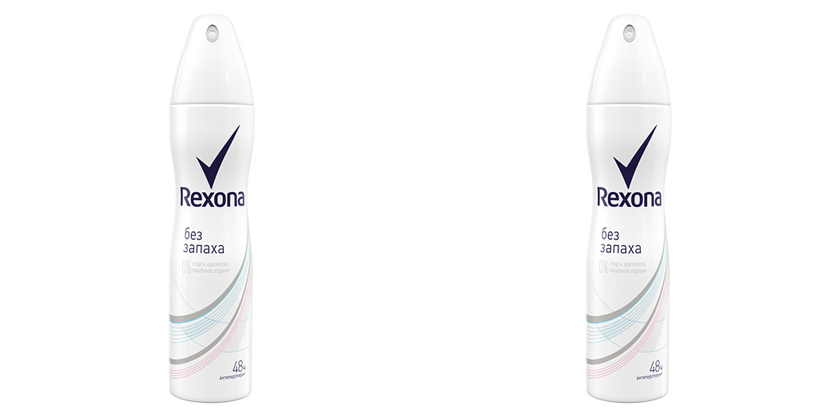 Дезодорант-антиперспирант Rexona чистая защита без запаха спрей женский 150мл 2шт