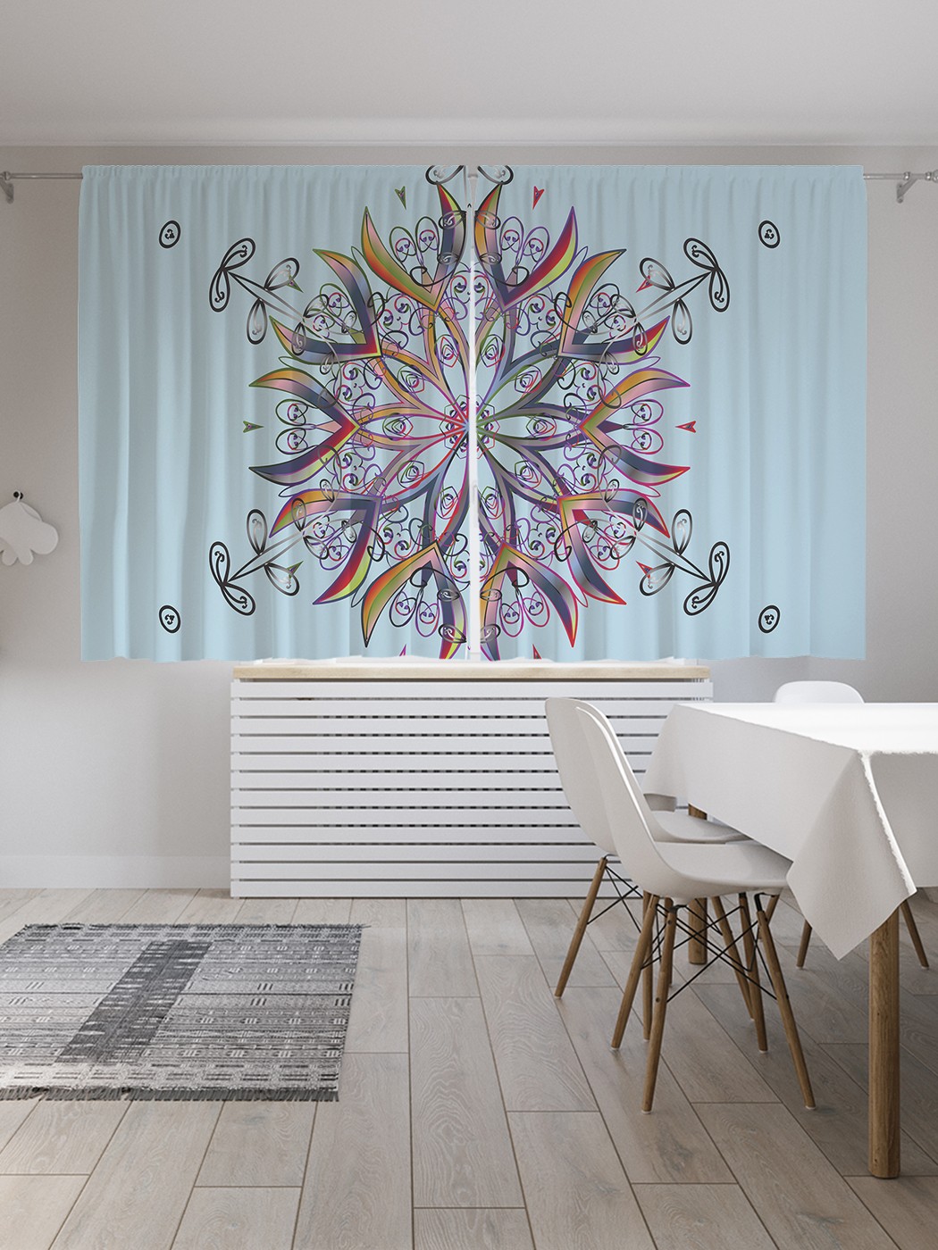 

Классические шторы JoyArty "Мандала-снежинка", серия Oxford DeLux, 2 полотна 145x180 см, Мандала-снежинка