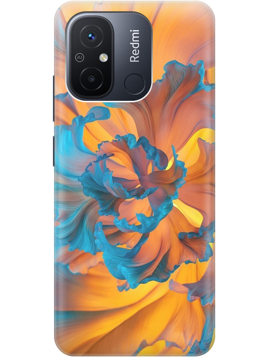 

Силиконовый чехол на Xiaomi Redmi 12C с принтом "Желто-синий цветок" прозрачный, Голубой;желтый, 20010247