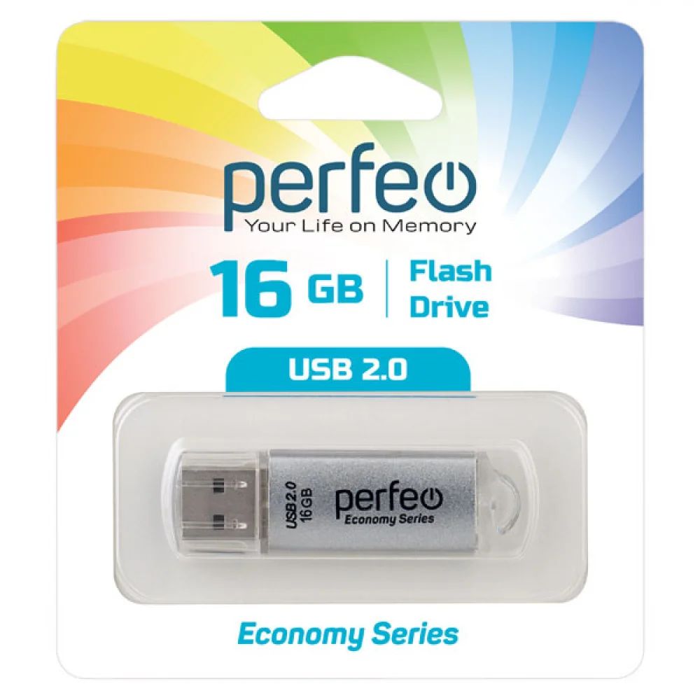 

Флешка Perfeo USB 16GB E01 Silver 16 ГБ Silver (PF-E01S016ES), USB 16GB E01 Silver