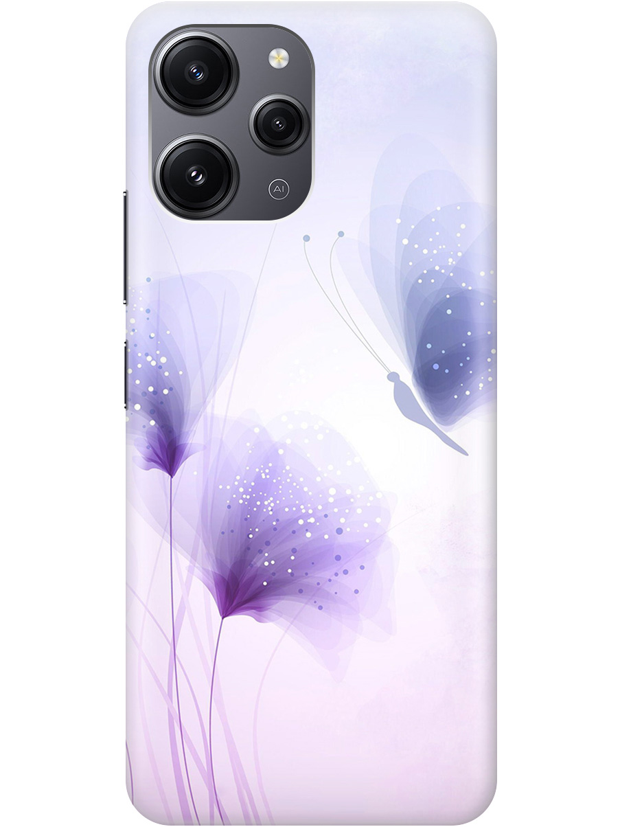 

Силиконовый чехол на Xiaomi Redmi 12 с принтом "Бабочка и фиолетовые цветы" прозрачный, Фиолетовый, 20010244