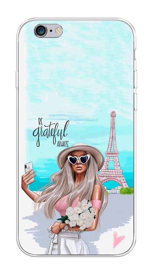 

Чехол на Apple iPhone 6 "Селфи Париж", Голубой;бежевый, 10450-6