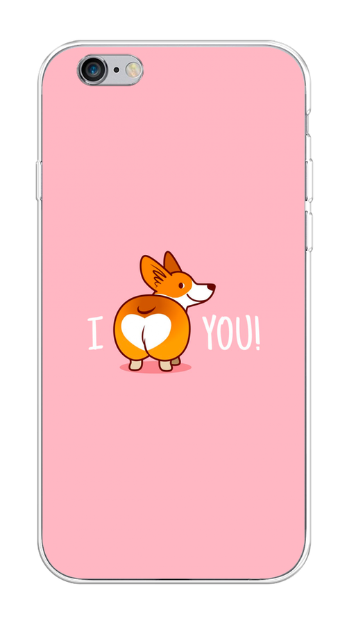 

Чехол на Apple iPhone 6 "Корги I love you", Розовый;коричневый;белый, 10450-1