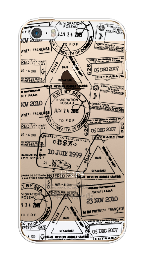 

Чехол на Apple iPhone 5 "Visa stamps 2", Белый;черный;серый, 10350-2