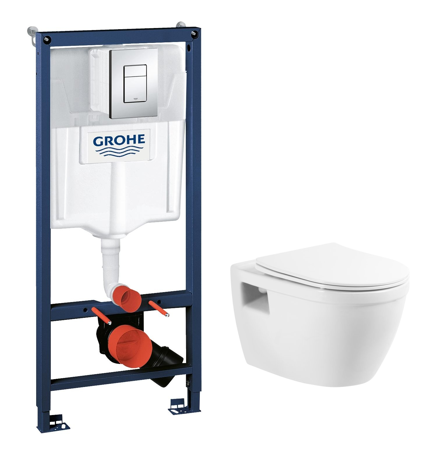 

Комплект инсталляция Grohe 38772001 хнока хр.кв + унитаз BelBagno Loto BB070CHR/S, 34-4272