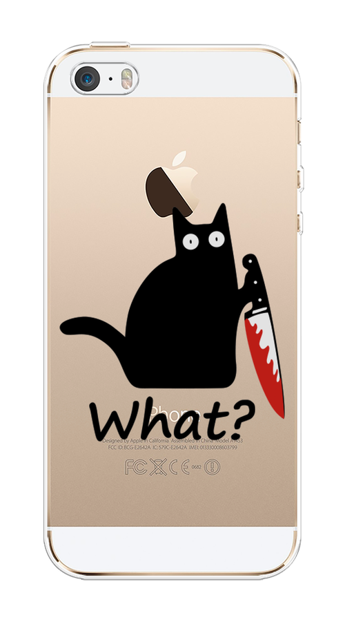 

Чехол на Apple iPhone 5 "Котик с ножом", Черный;красный, 10350-6