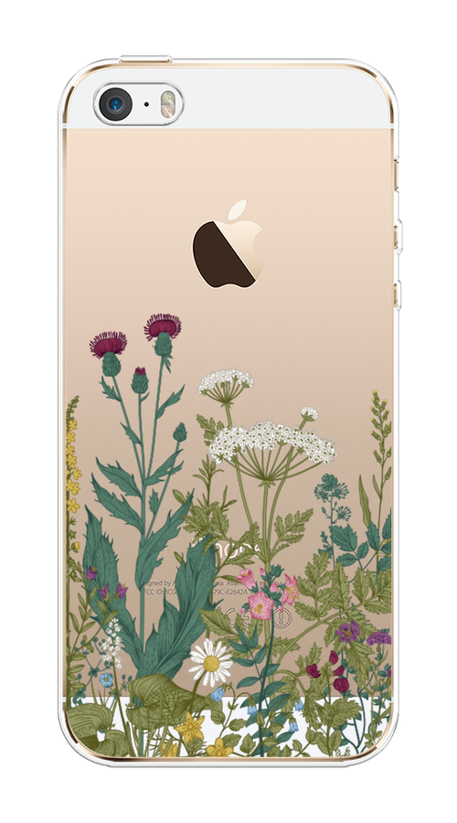 

Чехол на Apple iPhone 5 "Дикие полевые цветы", Зеленый;розовый;белый, 10350-2