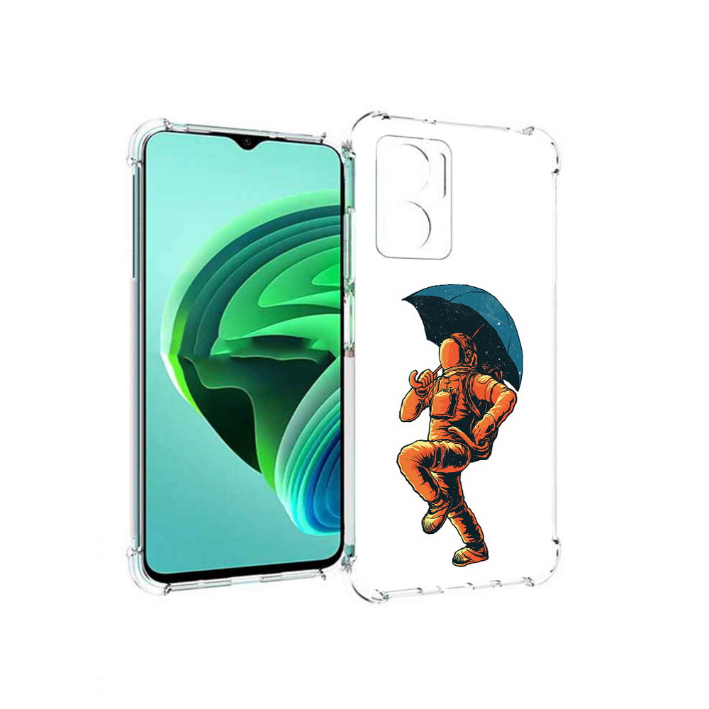 

Чехол MyPads шагающий космонавт с зонтом для Xiaomi Redmi Note 11E 5G, Прозрачный, Tocco