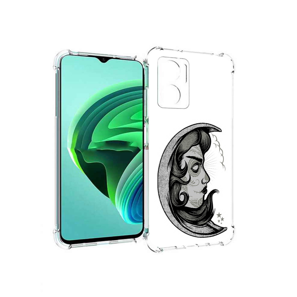 

Чехол MyPads черно белая луна с лицом для Xiaomi Redmi Note 11E 5G, Прозрачный, Tocco