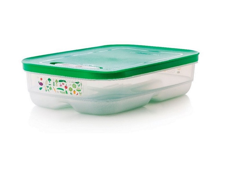 

Контейнер Tupperware Умный холодильник для хранения овощей и фруктов 1.8л плоский, Белый;зеленый, контейнер