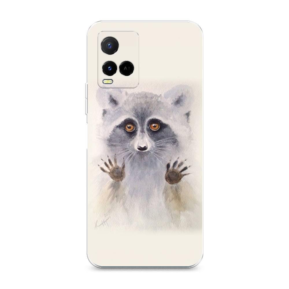 

Чехол на Vivo Y21e "Енот за стеклом", Бежевый;серый, 266350-4