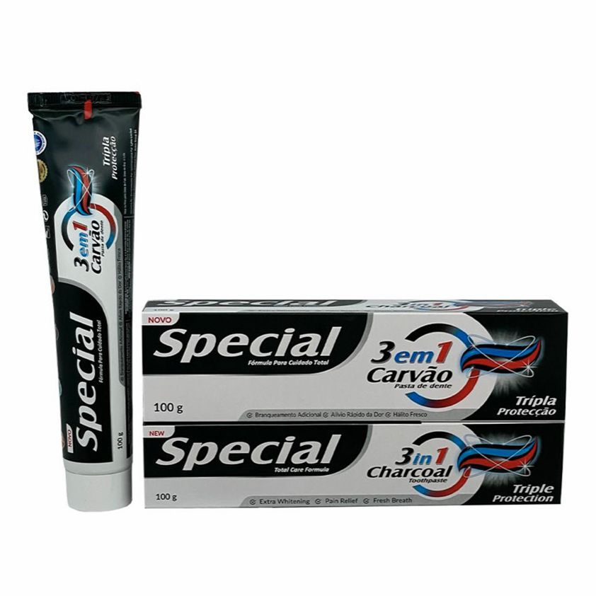 Зубная паста Special Carvao Tripla Proteccao 3 в 1 с углем 100 г