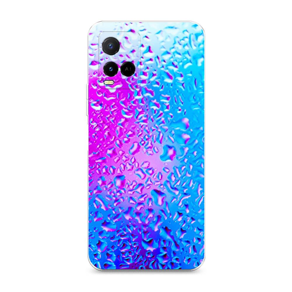 

Чехол на Vivo Y21e "Капли на стекле", Голубой;розовый, 266350-3