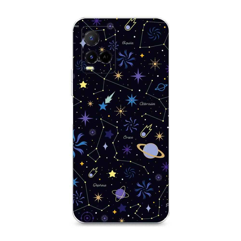 

Чехол на Vivo Y21e "Цветной космос", Желтый, 266350-2