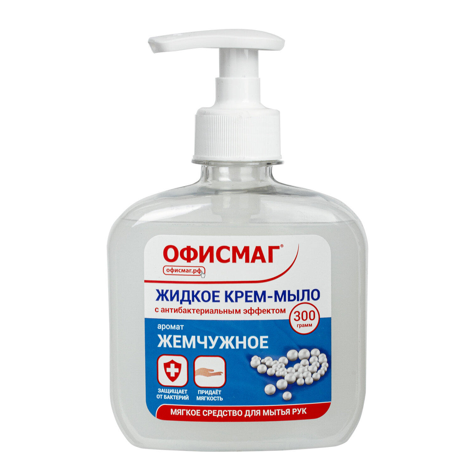Жидкое крем-мыло Офисмаг Премиум жемчужное с антибактериальным эффектом 12 шт х 300 мл